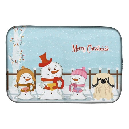 Carolines Treasures Merry Christmas Carolers Pekingnese Cream Dish Drying Mat BB2437DDM
